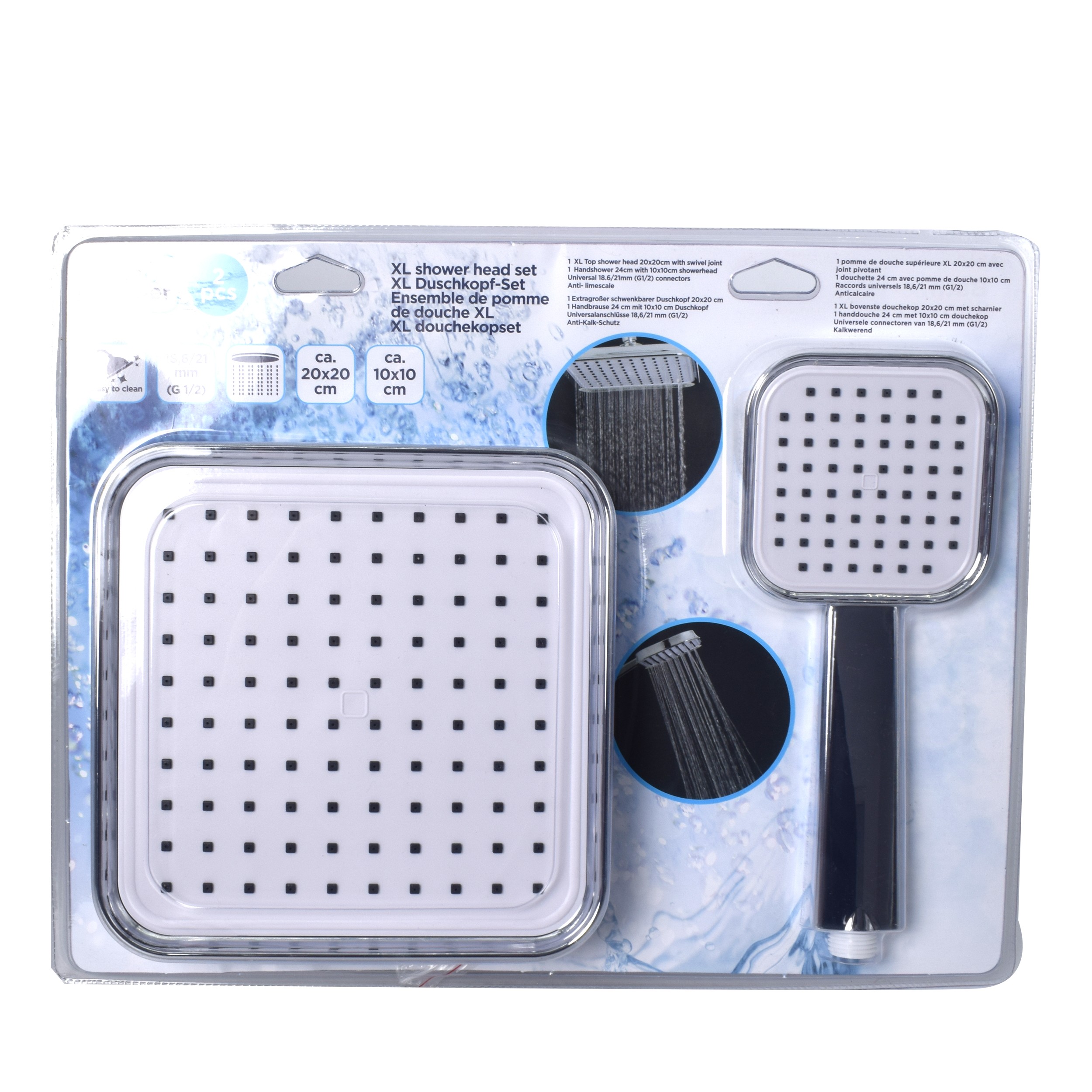 Set 2 Capete De Dus Ploaie, Bath & Shower, Plastic, Argintiu 807427 - imagine 2